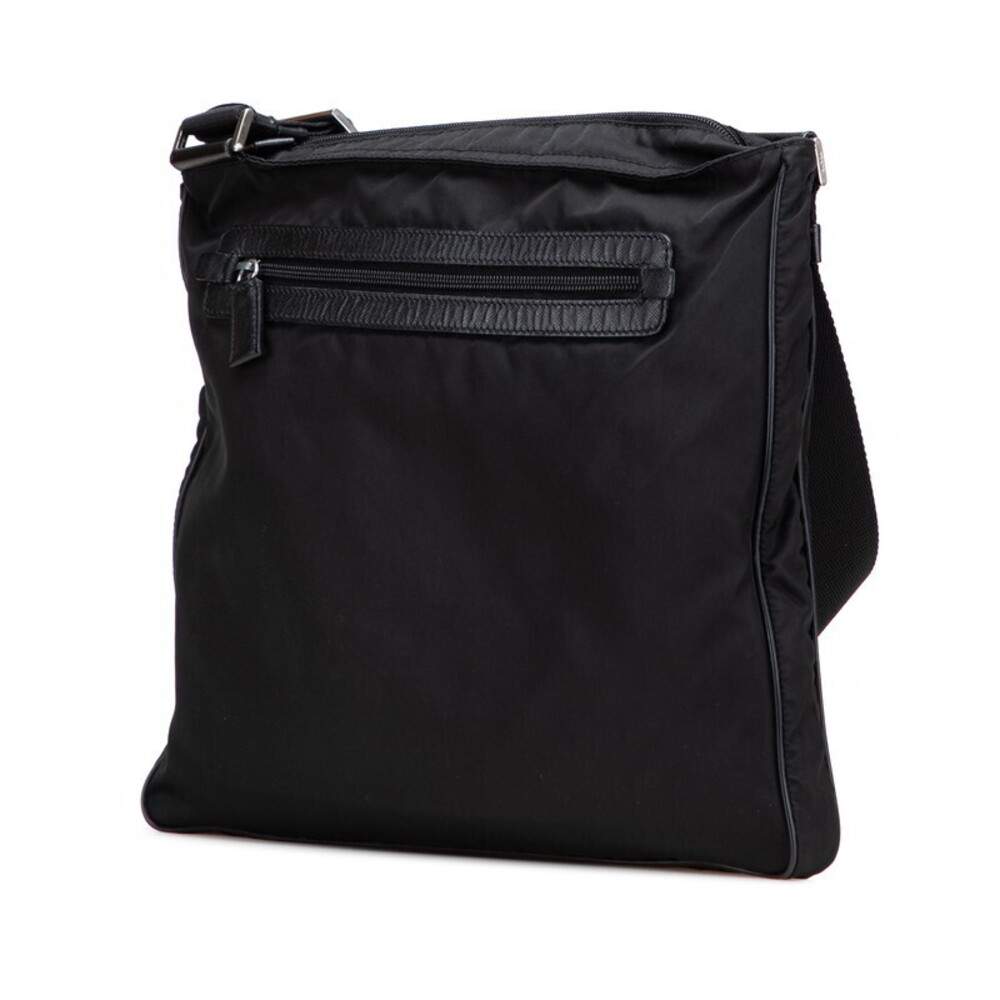 Prada Saffiano Triangle Logo Plate Crossbody Bag Black - Picture 2 of 10